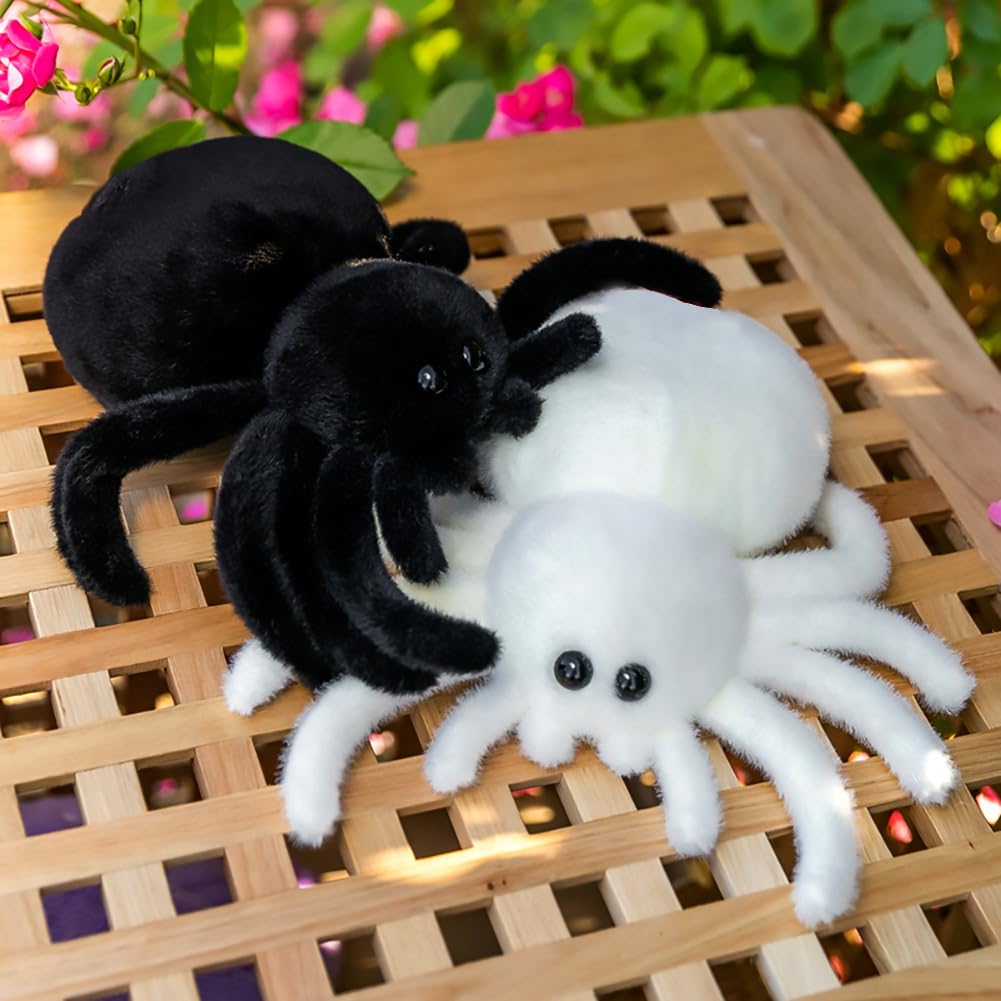 HWD Black Soft Stuffed Spider Doll - Cute Plush Plushie for Kids, Toddler Gifts, Birthdays, Halloween, Christmas Pranks