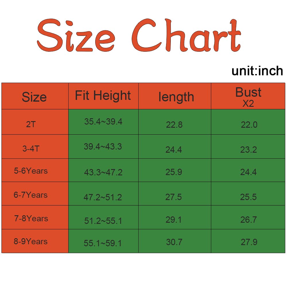 Maturead Kids Girls Dress Sleeveless Cartoon Casual Dress Halloween Christmas Party Dress Green 2-10 Years