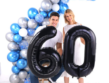 Black 60 Number Balloons Giant Jumbo Foil Mylar Helium Balloons Party Decoration Supplies Balloons Great For Women Men 60Th Birt