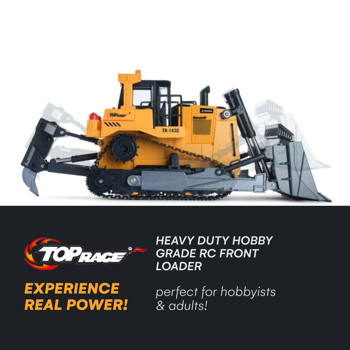 Top Race RC Bulldozer Toys for Boys - Remote Control Construction Vehicle with Metal Shovel - Heavy-Duty RC Front Loader - 5 Cha