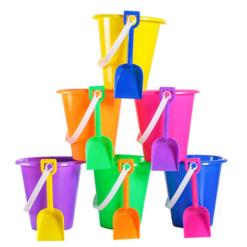 4E's Novelty 12 Sets 5.5'' Sand Buckets and Shovels for Kids Bulk (12 Pack) Small Beach Bucket for Beach Summer Outdoor Sand Toy