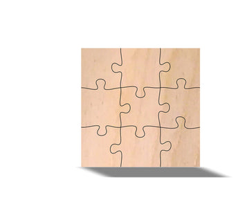 9 Piece Blank Wooden Puzzle, 1/4'' Thick, Crafting Puzzles, Blanks For Sublimination (8X8 Inch Puzzle)