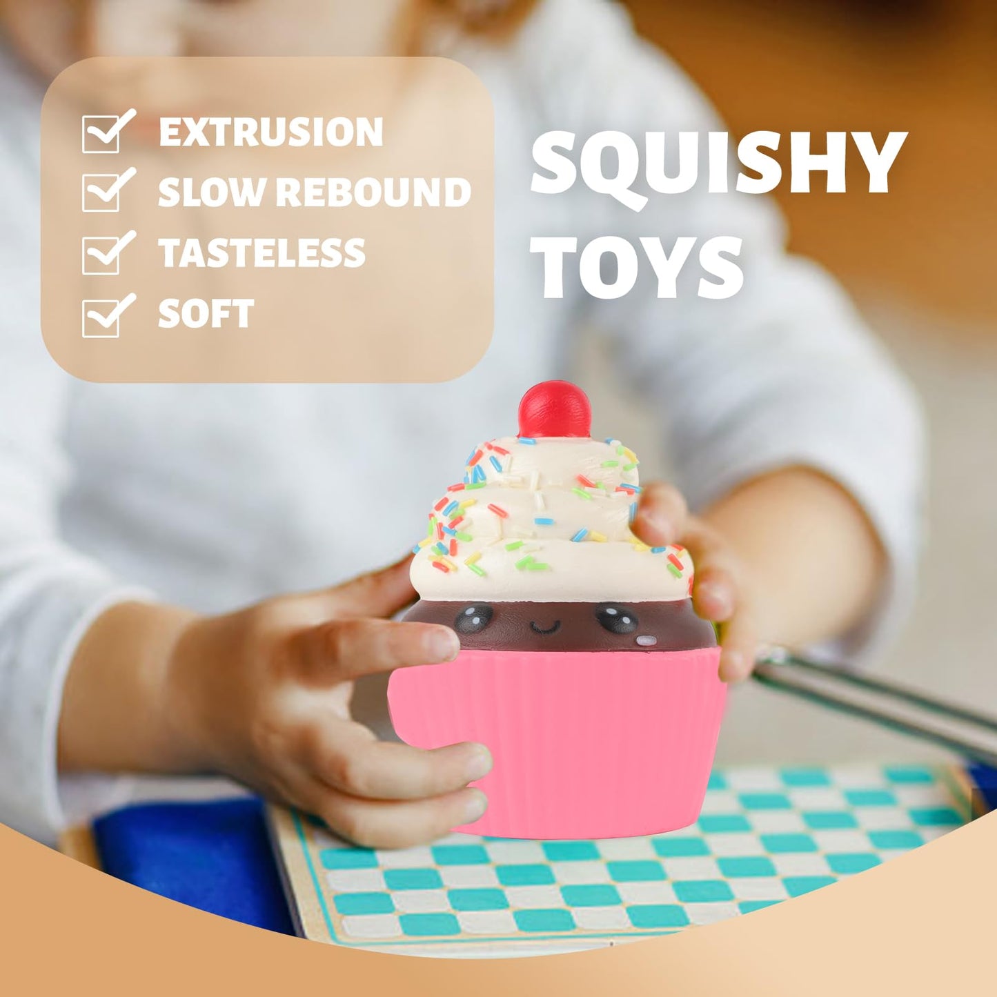 Anboor Squishies Cake Slow Rising Squish Toy for Kids Soft Ice Cream Cake Scented Stree Relief Realistic Food Cute Squeeze Squish Toy