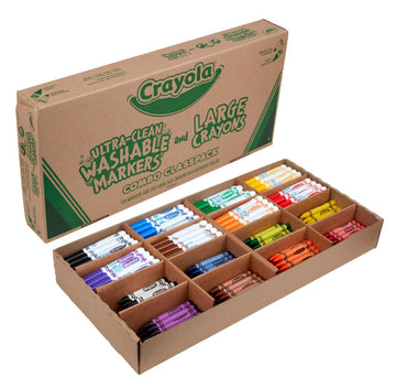 Wholesale CASE of 5 - Crayola Large Crayon & Washable Marker Classpack-Crayons/Marker Combo,Washable,128 Crayons,128 Markers,Ass