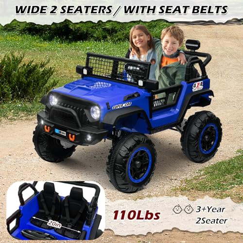 OTTARO 24V 4WD/2WD Switchable Ride on Cars, 2 Seater Kids Electric Vehicle Truck with 20 Inch Seater, 4x100W Motors, 4 Shock Abs