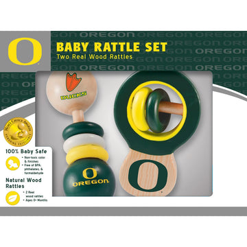 Babyfanatic Wood Rattle 2 Pack - Ncaa Oregon Ducks - Officially Licensed Baby Toy Set