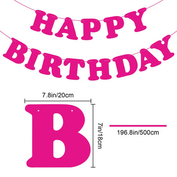 Pink Happy Birthday Banner Sign Happy Birthday Bunting Banner Flag Garland For Kids Girls Baby Birthday Party Decorations Supplies