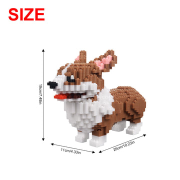 Larcele Micro Dog Building Blocks Set Pet Mini Building Toy Bricks Kit,3274 Pieces Kljm-02 (Big Corgi)