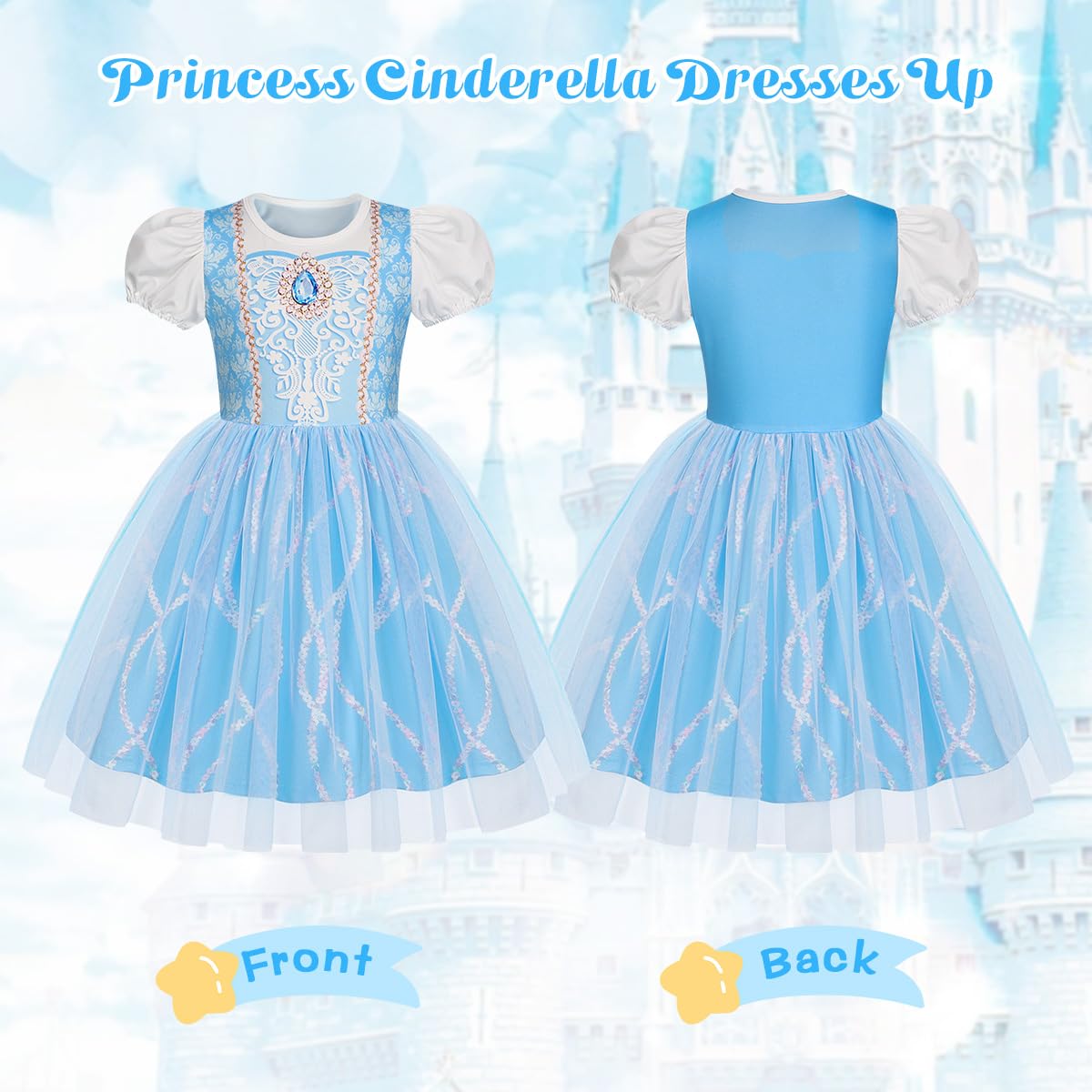 Benylion Princess Dress Dress for Girls Kids Cosplay Dress up Carnival Halloween Party Outfit Birthday Gift for Girls Puff Sleev