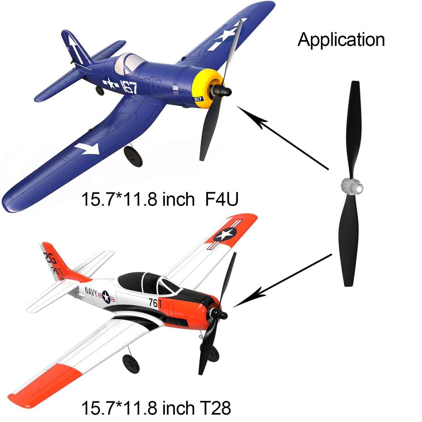 Flycolor 3 Sets F4U Rc Plane Propeller With Propeller Savers And Adapters For Volantexrc 761-8 761-9 T28 Airplane