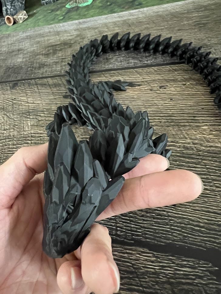 MunnyGrubbers XL 26" Crystal Dragon Fidget Toy - 3D Printed Flexible Articulating Plastic Collectible - Pink Dragon, Heavy Duty, Surprise Egg Compatible