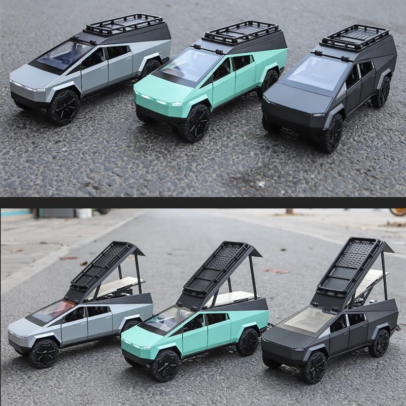 EROCK 1:24 Camping RV car Model Toys, Pickup Trailer Toy , Pickup Truck Model with Sound and Light Function, Suitable Gifts, Dec