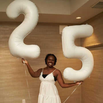 18 Balloon Number, Cream White Number 18Th Birthday Balloons 40 Inch, 18 Years Old Cream White Birthday Decorations For Boys Gir