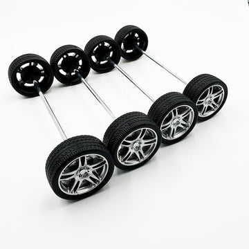10Pcs Toy Car Wheels 32Mm Rubber Tire Wheels With Metal Shaft For Rc Car Truck Diy Model Toy Wheel Replacement Accessories (2.5X