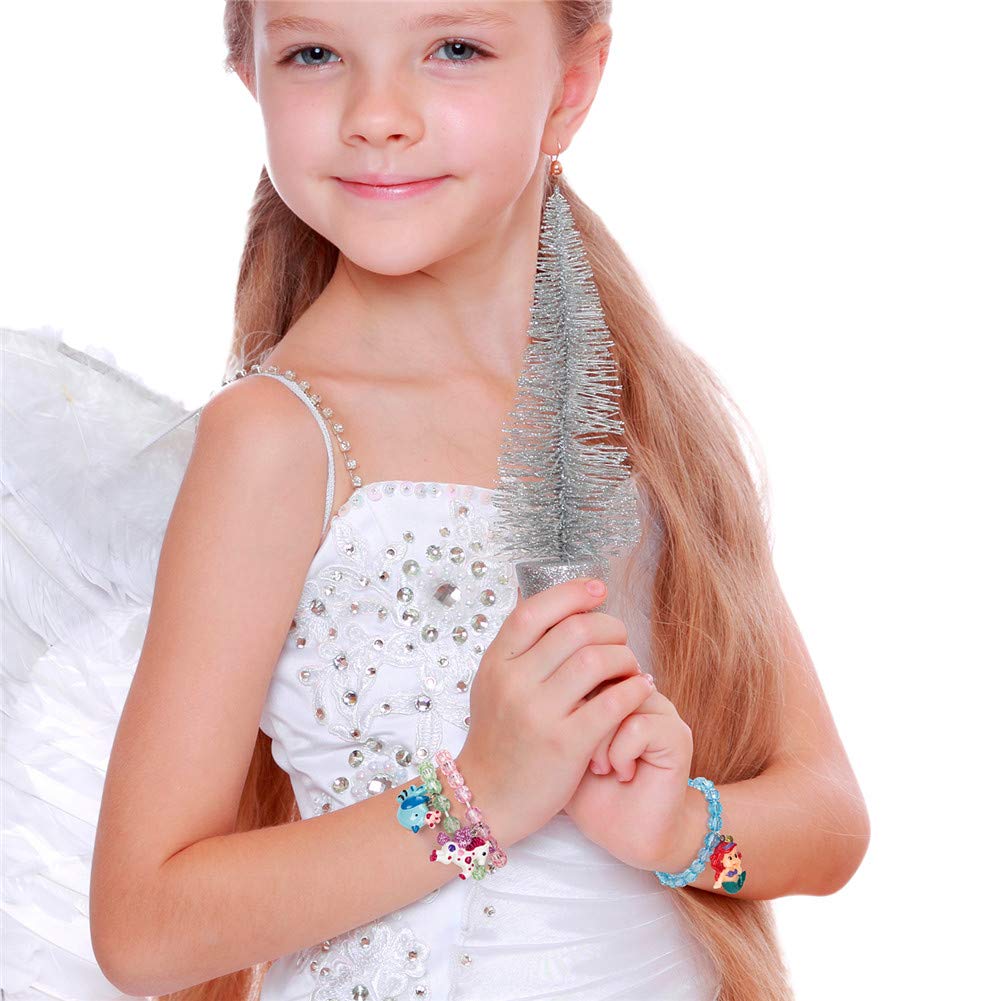 Wingchold 5pc Mermaid Bracelet, Unicorn Bracelet, Little Girl Animal Bracelets, Teens Kids Owl Pendant Beaded Bracelet Girl Part