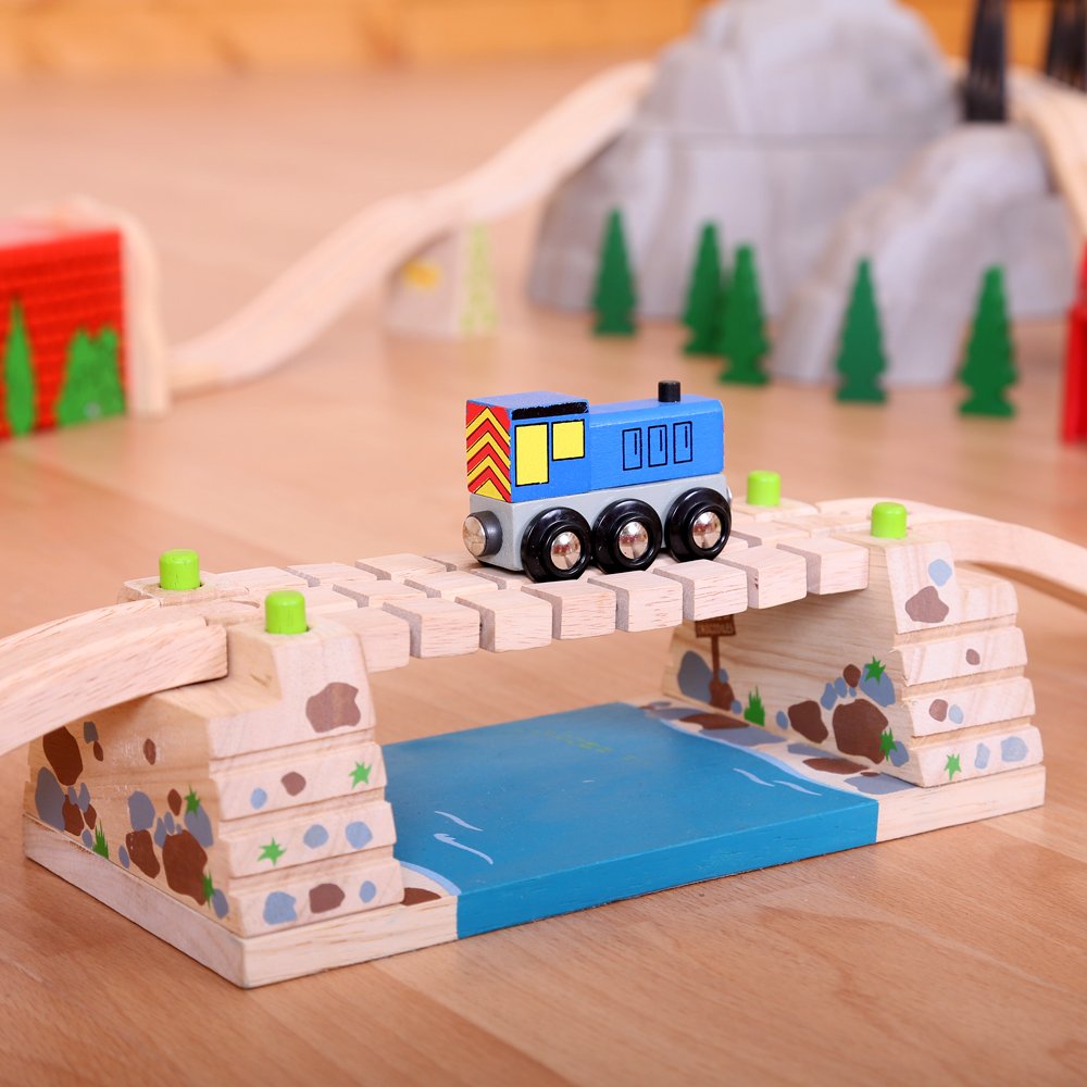 Bigjigs Rail Clickety Clack Bridge - Other Major Wooden Rail Brands Are Compatible