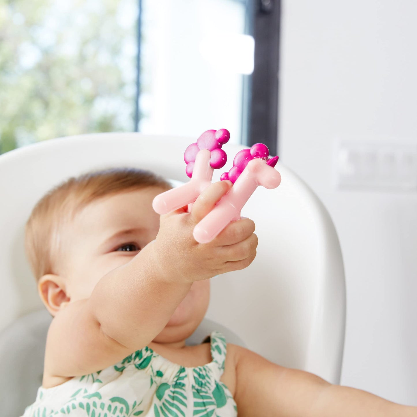 Boon Prance Unicorn Silicone Baby Teether - Dishwasher Safe Baby Teething Toys - Teething Relief For Babies - Baby Items Made Without Bpa Or Pvc - Pink