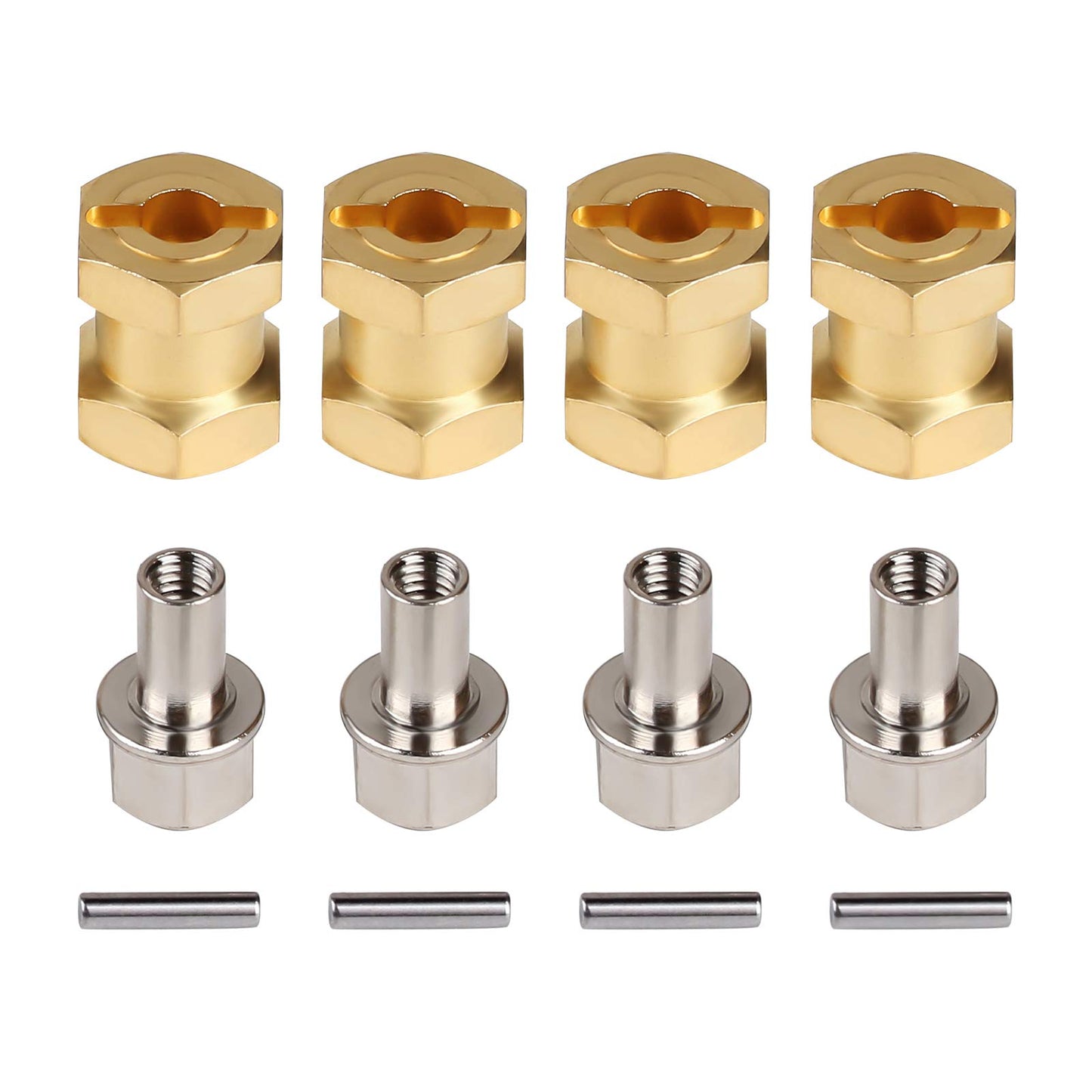 INJORA RC Hex Hub 12mm Brass Wheels Hex Hub Extension Hex Drive Adapter for 1/10 RC Crawler Axial SCX10 90046 D90 (15mm)
