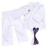 Sophia'S Gender-Neutral Judo Tae Kwon Do Karate Martial Arts Gi Uniform With White, Purple, & Black Belts For 18” Dolls, White