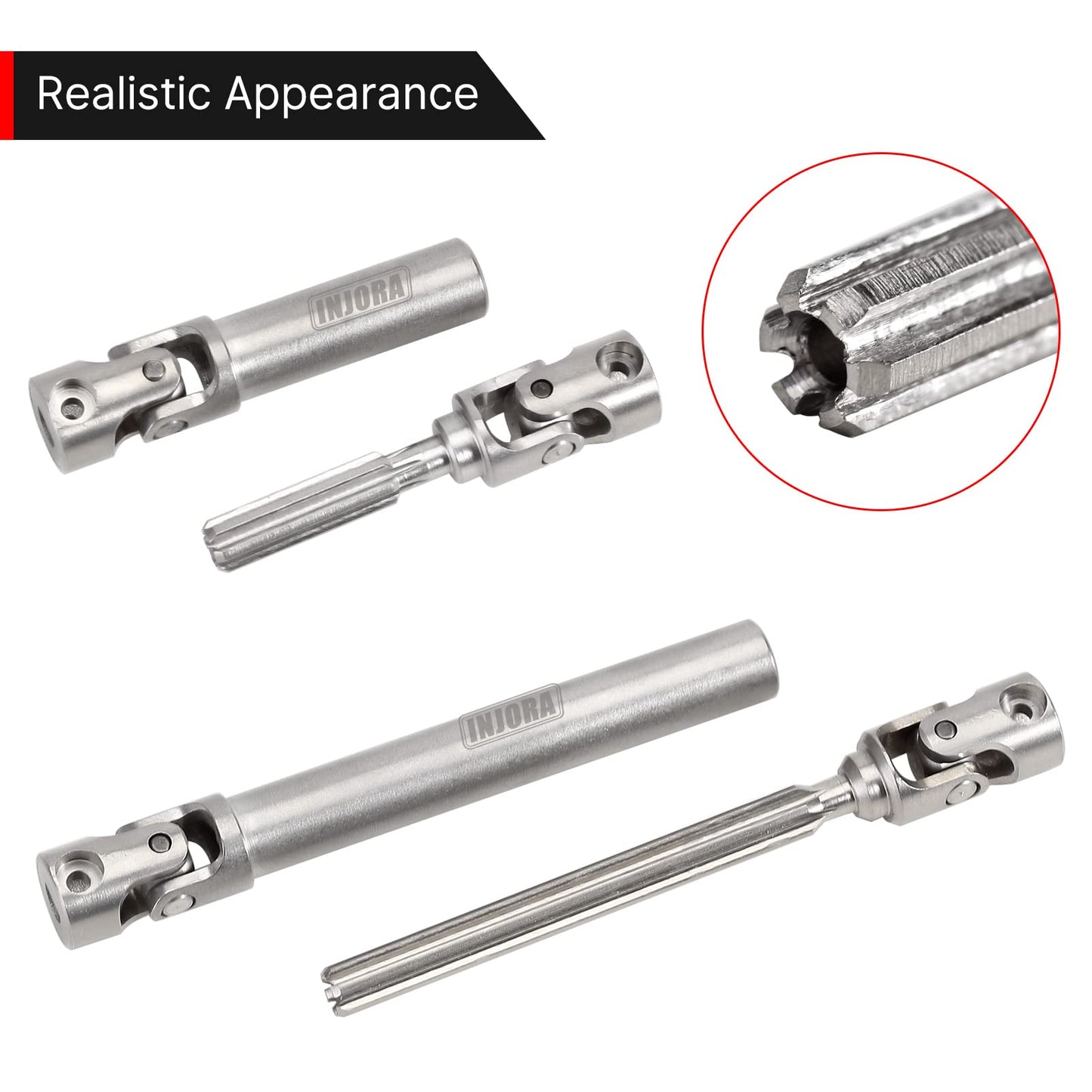 INJORA Center Drive Shaft Stainless Steel D-Shaped Hole Drive Shaft for SCX24 Gladiator Dodge Power Wagon 1/24 RC Crawler Upgrad
