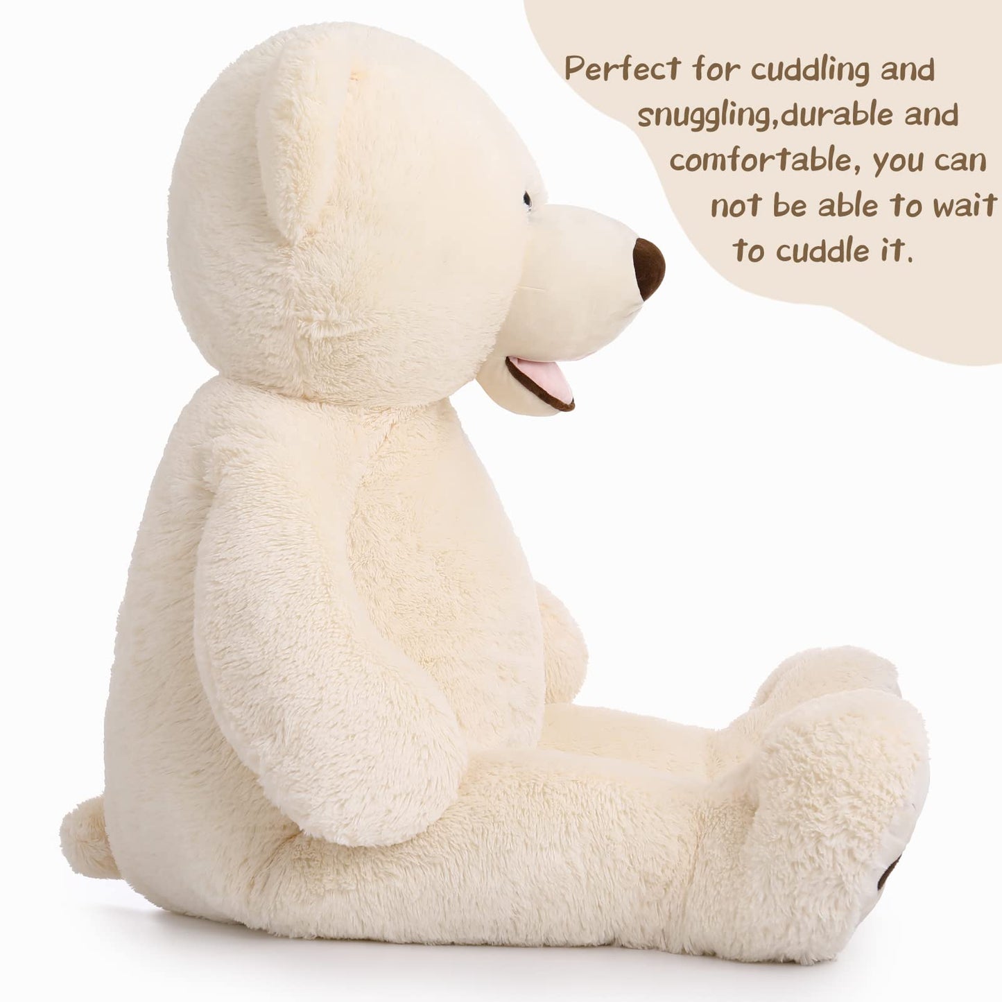Morismos Giant Teddy Bear With Big Footprints Big Teddy Bear Plush Stuffed Animals (Beige, 51 Inches)