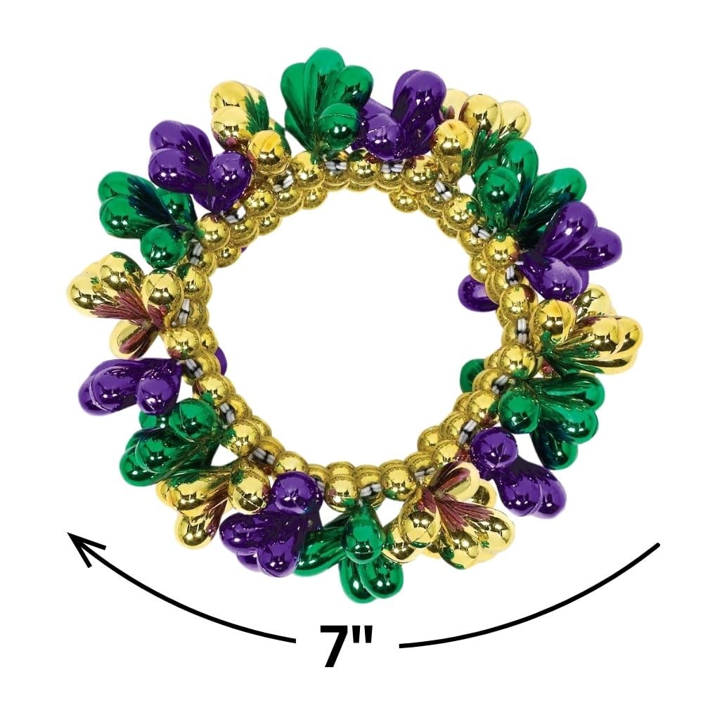 Amscan Mardi Gras Bracelet - 7'' - 1 Pc. - Vibrant Multi-Color - Ideal For Festivities, Parties & Gifting