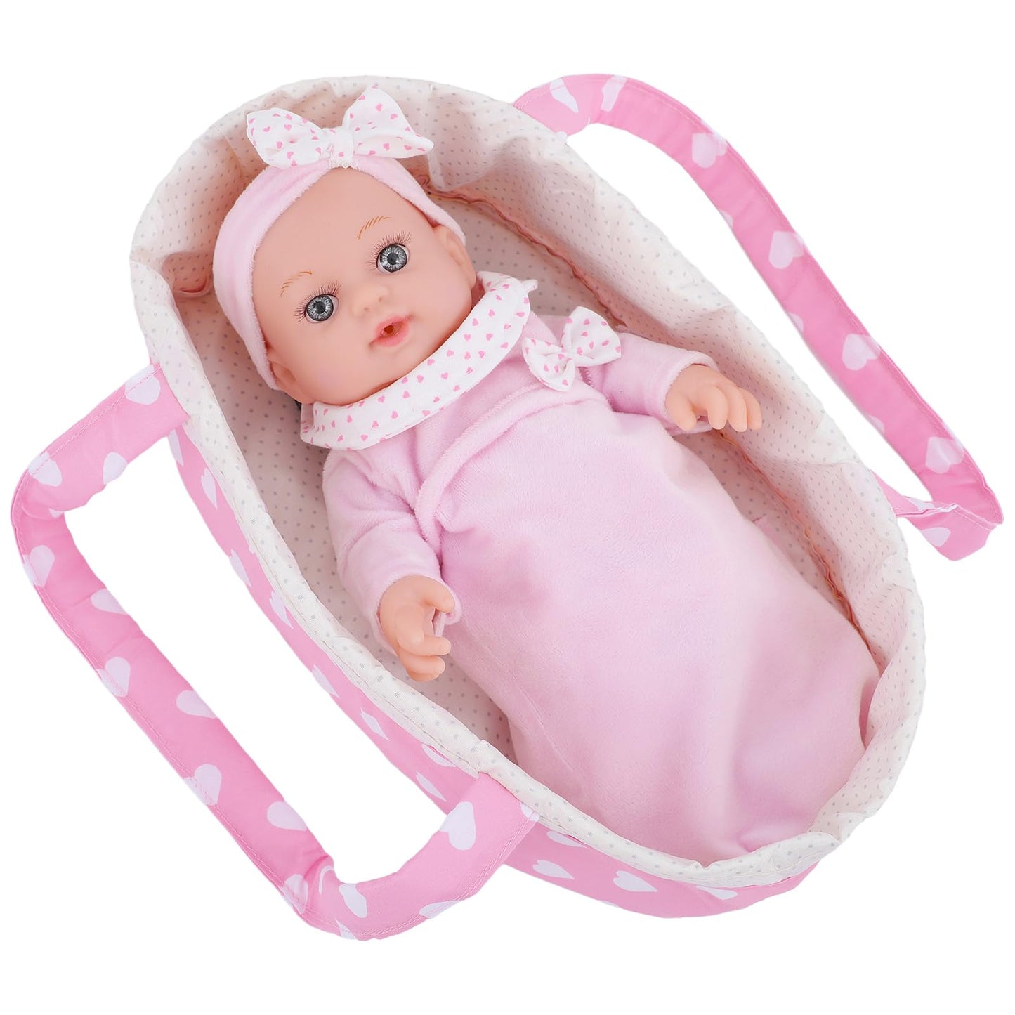 12 Inch Baby Doll Playset With Dolls Clothes And Accessories First Baby Dolls For Toddlers 3 Years And Up Includes Bassinet Bed, Blanket, Bottles, Nipple, Diaper, Toys