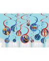 Captain Marvel Blue and Red Spiral Party Decorations, 12 Ct.