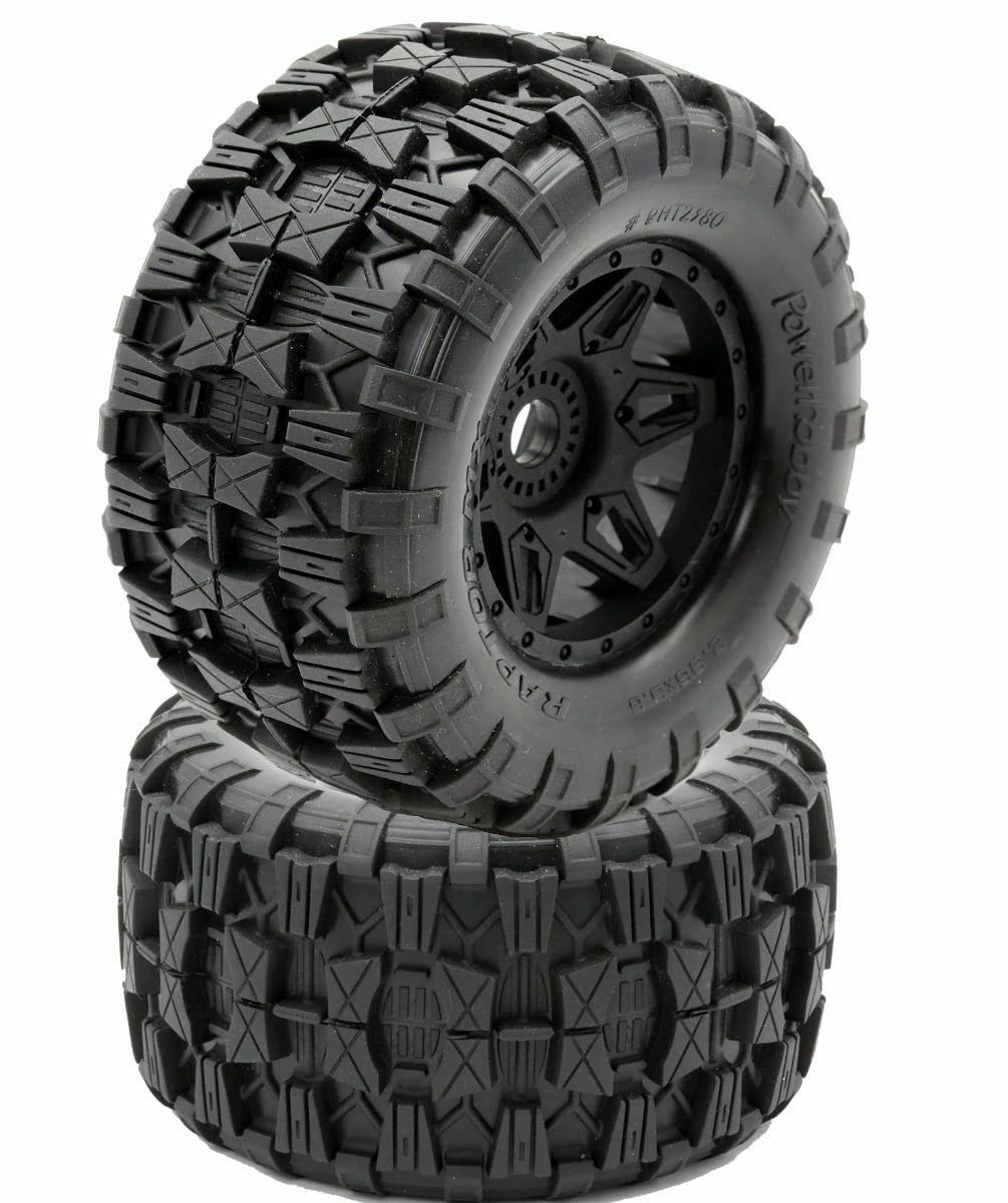Powerhobby Raptor MX Belted All Terrain Mounted Tires/Wheels 17mm (4) Fits Traxxas Maxx E-Revo Arrma Kraton Outcast
