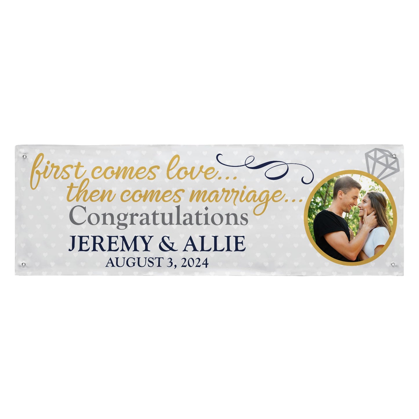 Let'S Make Memories Personalized Engagement Banner - Customized Photo Banner - We'Re Engaged - Engagement Party Décor - Indoor/Outdoor Vinyl - 6Ft