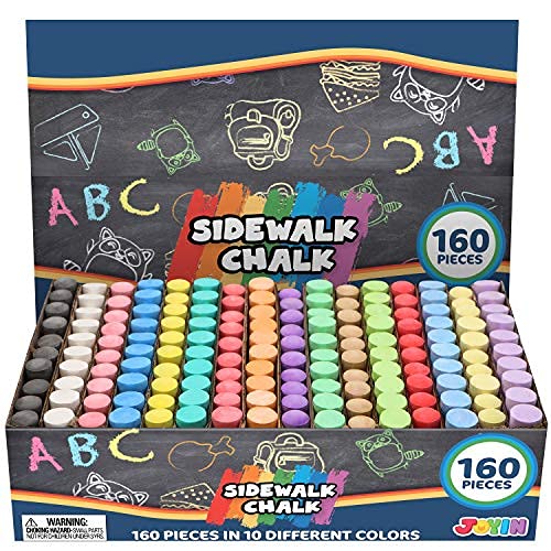 160 Pcs Washable Sidewalk Chalks Set Non-Toxic Jumbo Chalk For Outdoor Art Play, Painting On Chalkboard, Blackboard And Playground