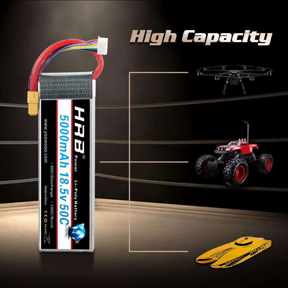 HRB 5S 18.5V 5000mAh 50-100C RC Lipo Battery XT90 Plug Compatible with RC Helicopter Airplane Car Boat Truck