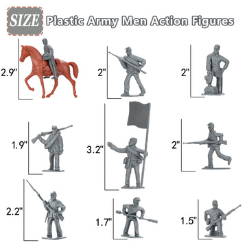 Haptime Civil War Army Men Set (42 Pcs), American Civil War Toys, Plastic Army Men Action Figures, Including Flagman, Knight, Soldier, Perfect For School Project Dioramas, Revolutionary War Toys
