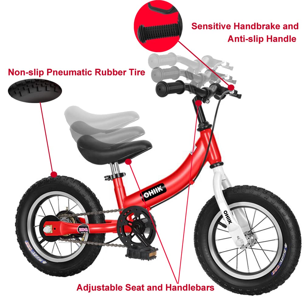 Ohiik Balance Bike 2 In 1 For Kids 2 3 4 5 6 7 Years Old,Balance To Pedals Bike,12 14 16 Inch Kids Bike,With Pedal Kit,Training