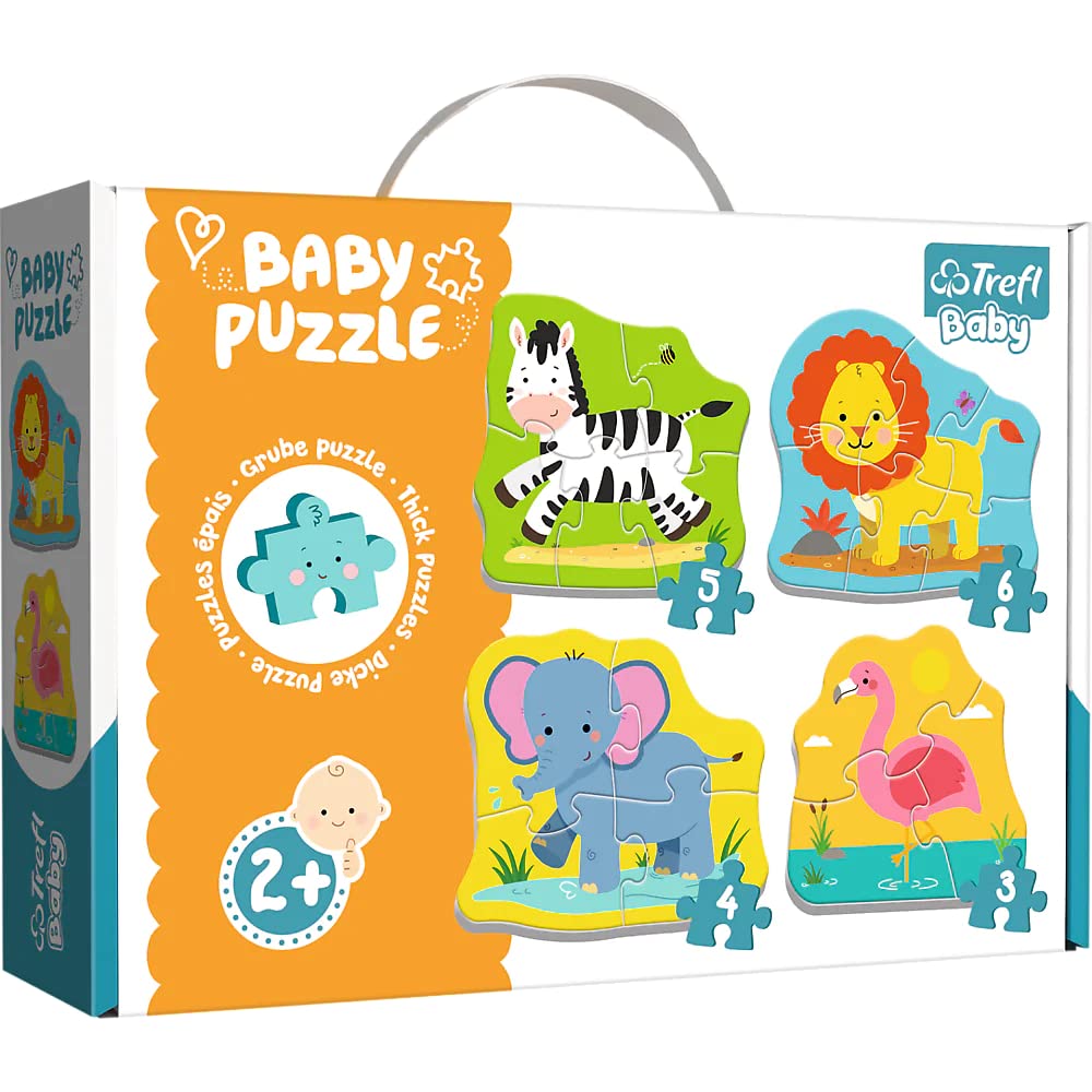 Trefl Animals On The Safari 4In1 Jigsaw Puzzle Baby Classic Diy Puzzle, Creative Fun, Classic Puzzle For Adults And Children From 2 Years Old