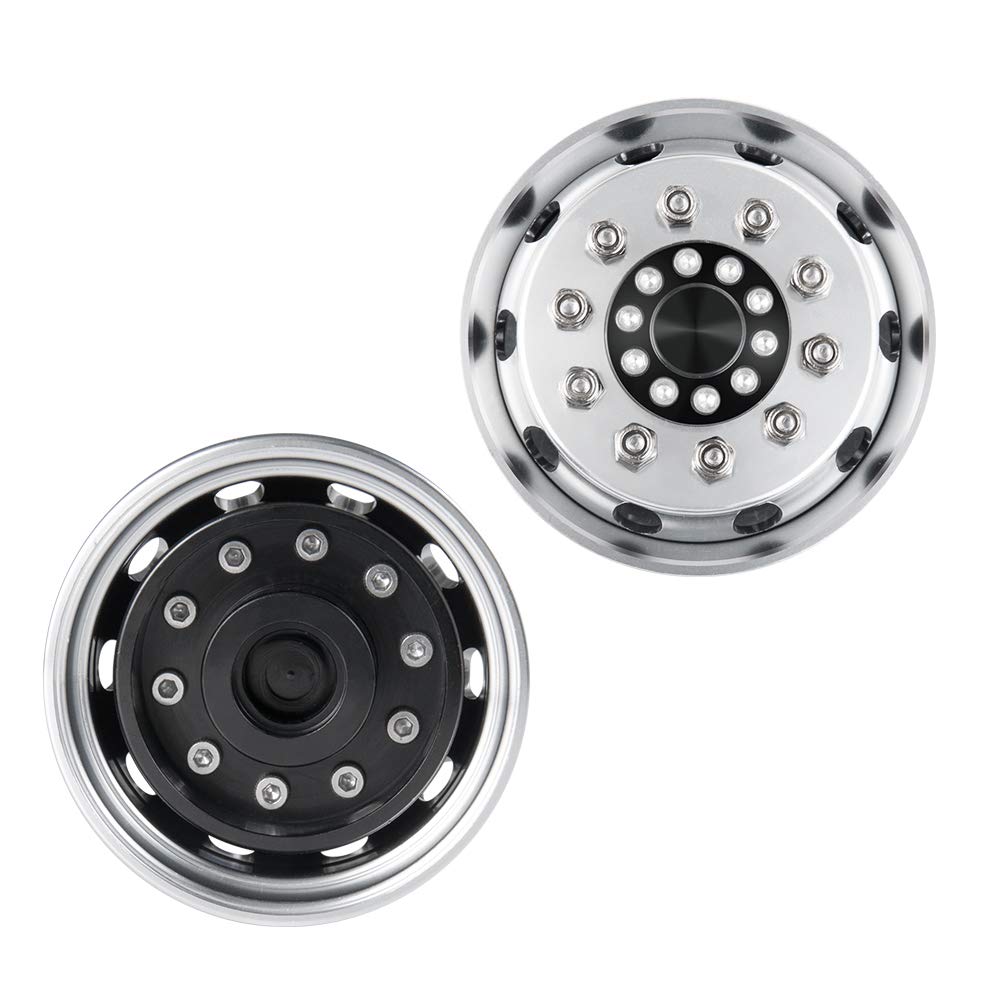RC-Hub 2pcs Aluminum Alloy Front Wheels Rims for 1/14 Tamiya Trailer Truck RC Car (Width 25mm)