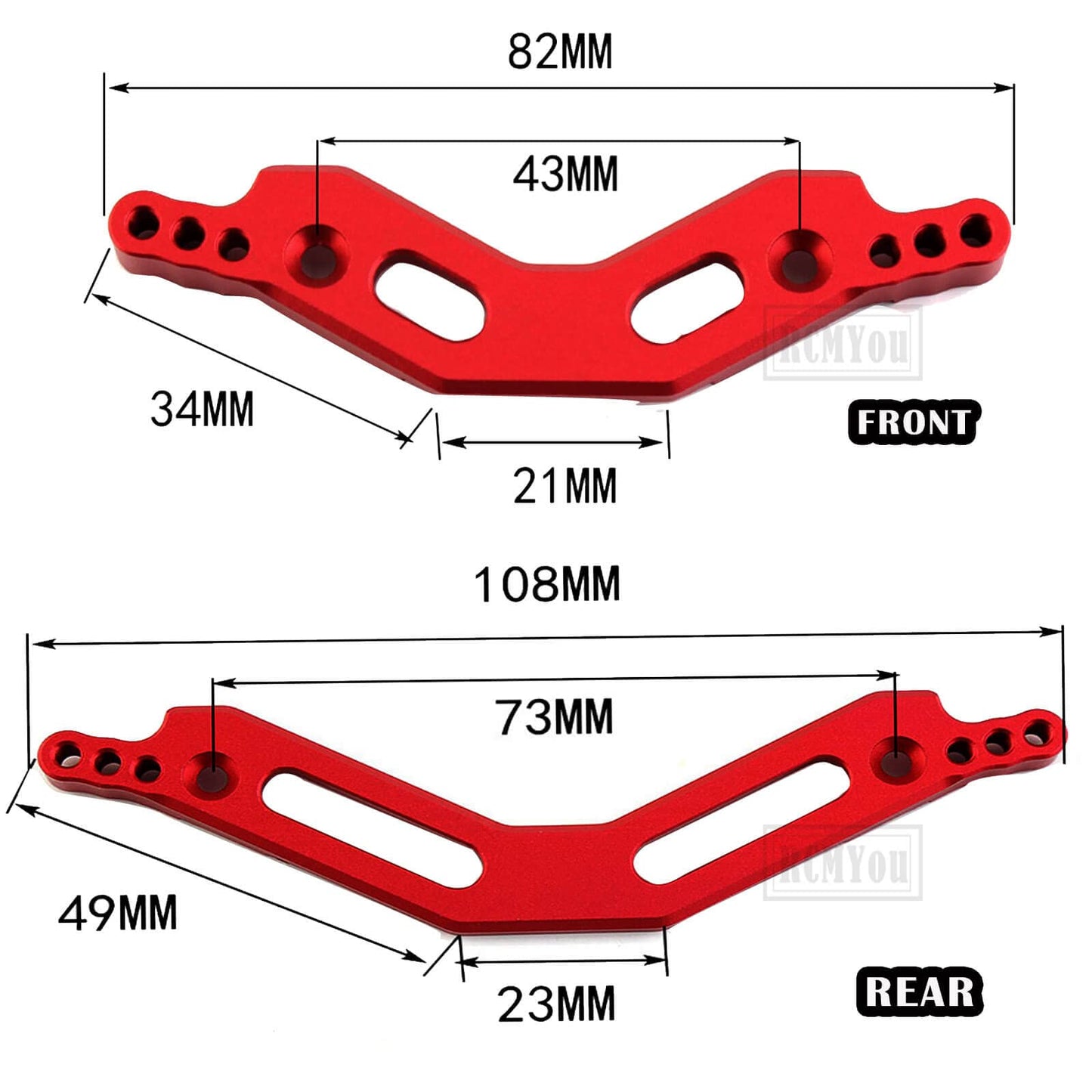 RCMYou Aluminum Front Rear Shock Tower Upgrades Part for 1/10 Arrma Senton/Granite,1/10 Outcast/Kraton 4S BLX 4WD,Red