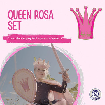 Liontouch - Queen Rosa Toy decorative replica blade Shield & Crown for Girls - Age 3-8 Years | Medieval Set in Durable & Safe Foam for Pretend Play | Safe & Battle Accessories for Dress Up & Royal Costumes