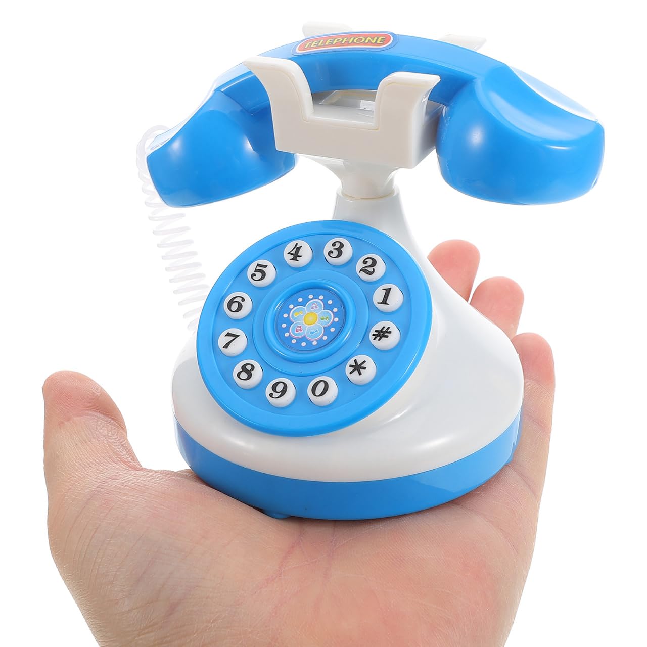UPKOCH Retro Phone Toy - Classical Pretend Play Telephone with Interactive Dial for Kids 3+ | Blue Plastic Role Play Prop for Pr