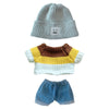 niannyyhouse 7.8in/20cm Plush Doll Clothes Hat + Sweater + Shorts 3-Piece Set Doll Dressup(Grey+Blue)