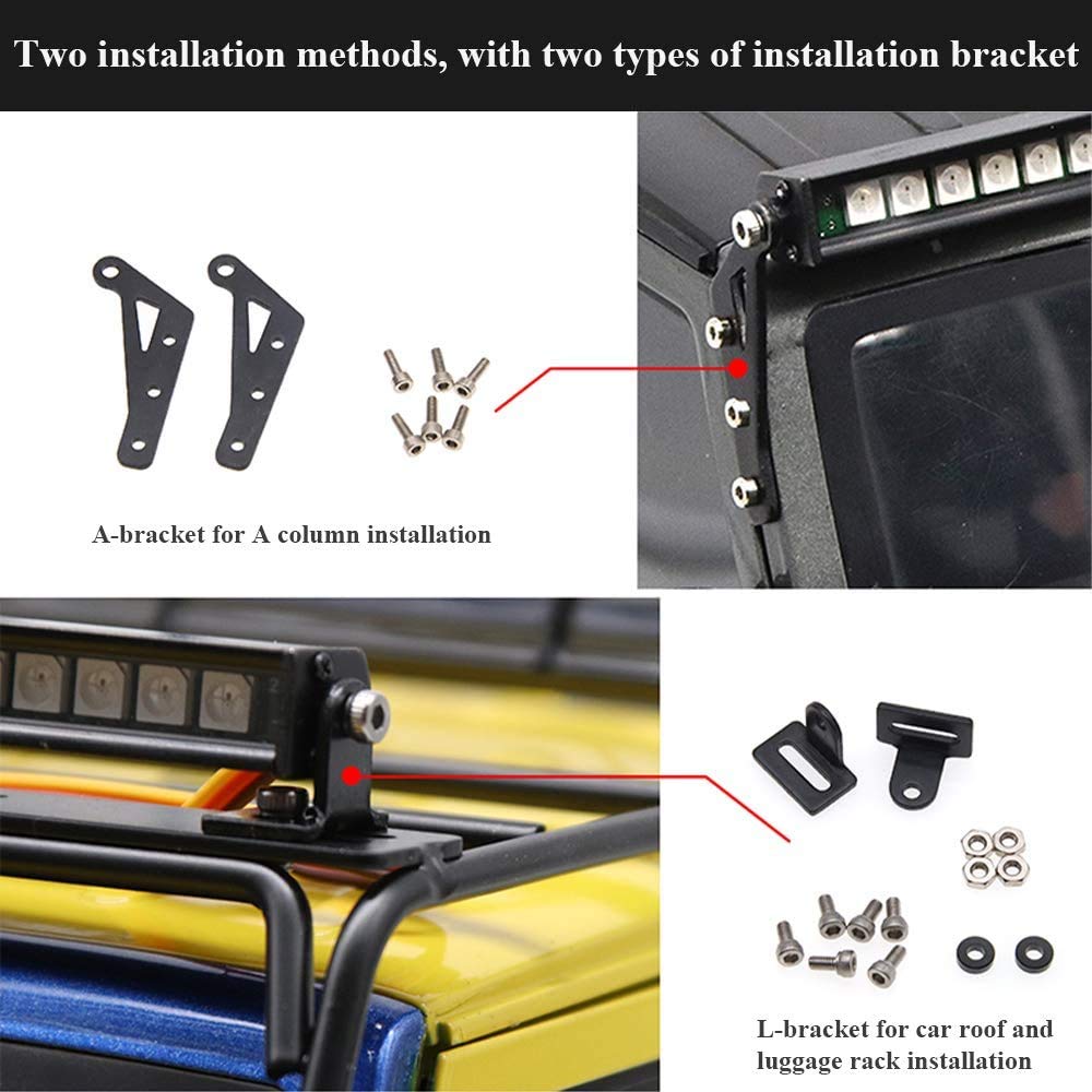 OGRC RC LED Light bar Roof LED Lamp Kit 20 Light Modes Control 155mm for Traxxas 1/10 TRX-4 TRX-6 D90 HSP Redcat RC 4WD Tamiya A
