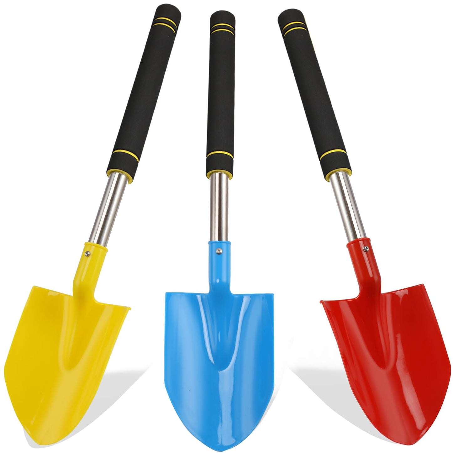 Greeily Beach Shovels Long Handle, 24'' Sand Shovels for Beach Adult Plastic Shovels for Oceanside Travel Digging Sand 3 Pack St