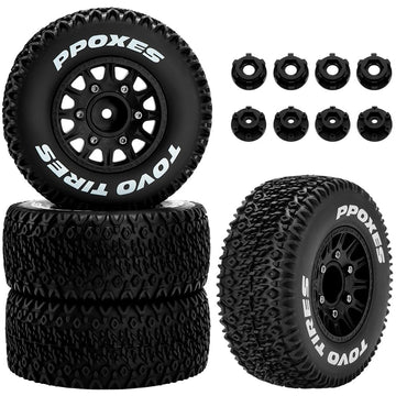 GLOBACT 12mm/14mm Hex RC Wheels and Tires RC Truck Tires for 1/10 Slash 2WD 4  4 Arrma Senton Axial Losi Redcat Rc4wd Hex Detach