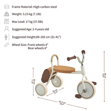 Kidpop Mate Kid'S Tricycle Push Ride On Toys For 1-4 Year Kids First Birthday Gift Toddler First Trike (White)