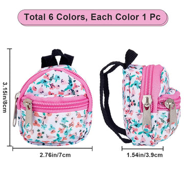 GORGECRAFT 6 Styles Mini Doll Backpack Miniatures House Backpack Doll Zipper School Bags Keys Purse for Dolls Accessories Costume Ornament Photography Props Black White Orange Blue Khaki Gifts