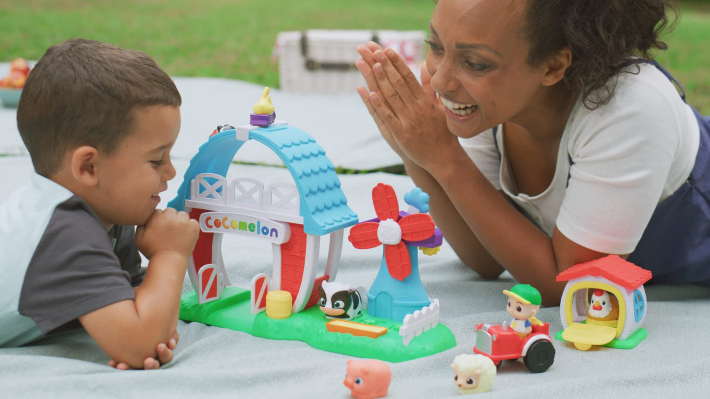 Cocomelon Petting Farm Playset - Features A Farmer Figure Jj, Barn Animals, Barn Facade With Windmill, Hen House, Tractor - Sounds And Phrases - Musical -Toys For Kids, Toddlers, And Preschoolers