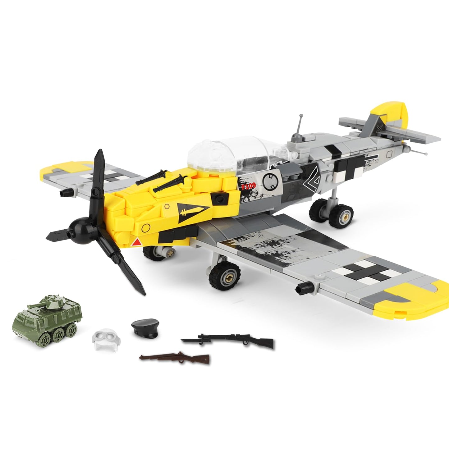 Toy Player Bf-109 Fighter Jet Plane Jet Building Set - Compatible With Leg0 7 Year Old Boy, Military Airplanes Model, Gift For Boys Age 6 7 8 9 10 11 12 And Ww2 Military Setcollectors & Enthusiasts