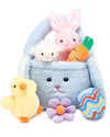 7 Piece Plush Stuffed Animals Playset Toys With Rabbit, Chick, Lamb, Carrot, Egg, Flower, Furry Bag, Soft Basket Set Toys For Gi