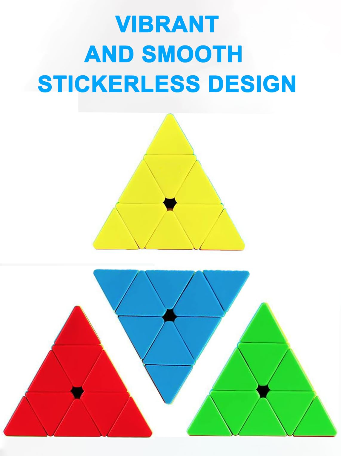 Cfmour Pyramid Speed Cube - Moyu Meilong 3X3X3, Stickerless Triangle Magic Cubes - Fast Smooth Turning Vivid Colour Puzzle Game Brain Toy For Kids And Adult