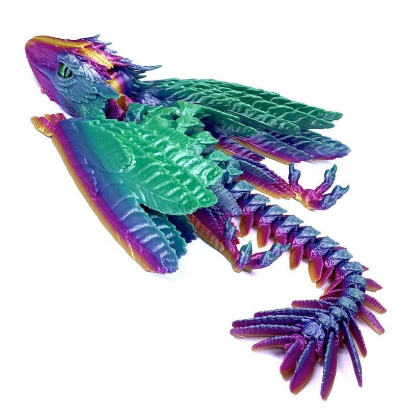 Feathered Wyvern Dragon,3D Printed Dragon, Articulated Dragon with Wings, Fidget Dragon, 3D Printed Toys, Desktop Pet - Indulge